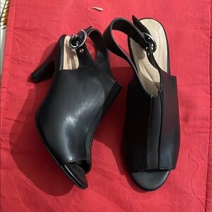 Alfani Black Peep-Toe Slingback Heels